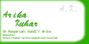 arika kuhar business card